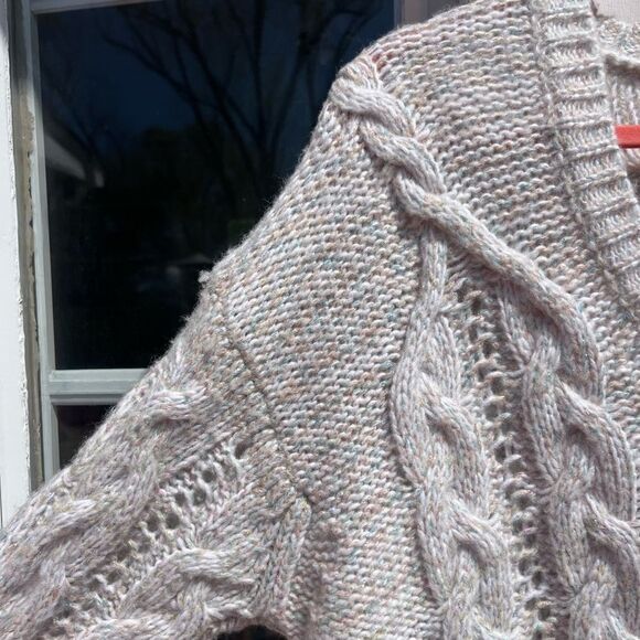 ANTHROPOLOGIE V-Neck Drama Rainbow Metallic Cable Tunic Sweater NWT - Picture 8 of 15